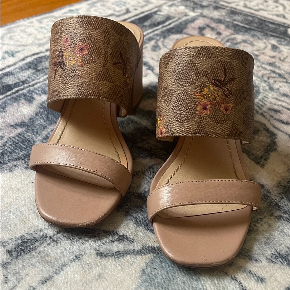 Coach Floral Brown Mules